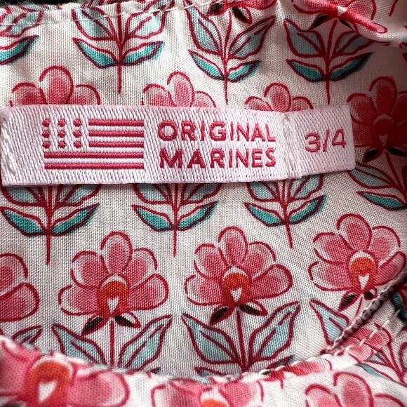 Original Marines girl's dress floral pink white 3 4 years old cotton CL1 - Picture 2 of 5